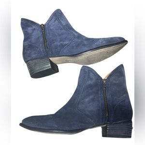 Seychelles Midnight Blue Ankle Booties womens 10 leather zip side
